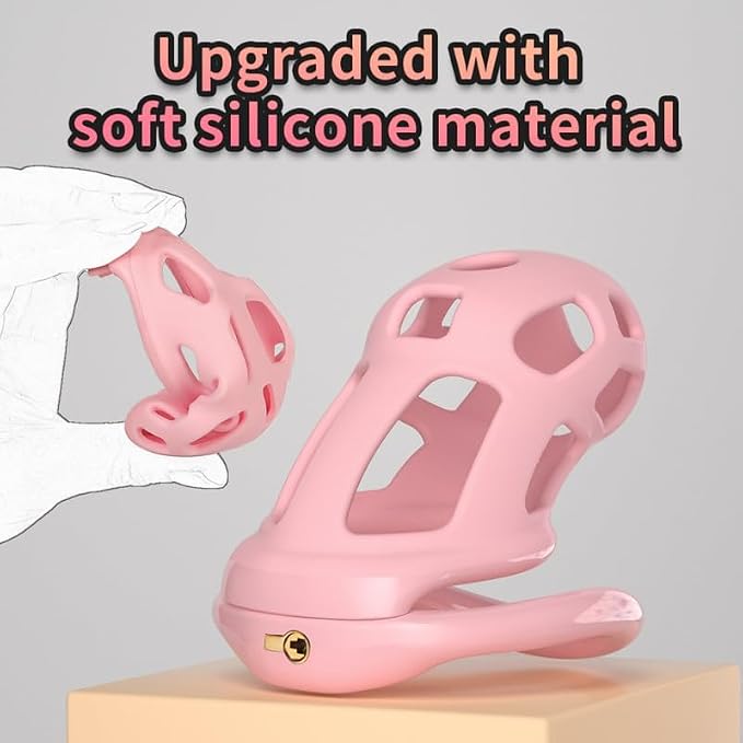 Pink Cobra Silicone Head with Pvc Ring Chastity Cage