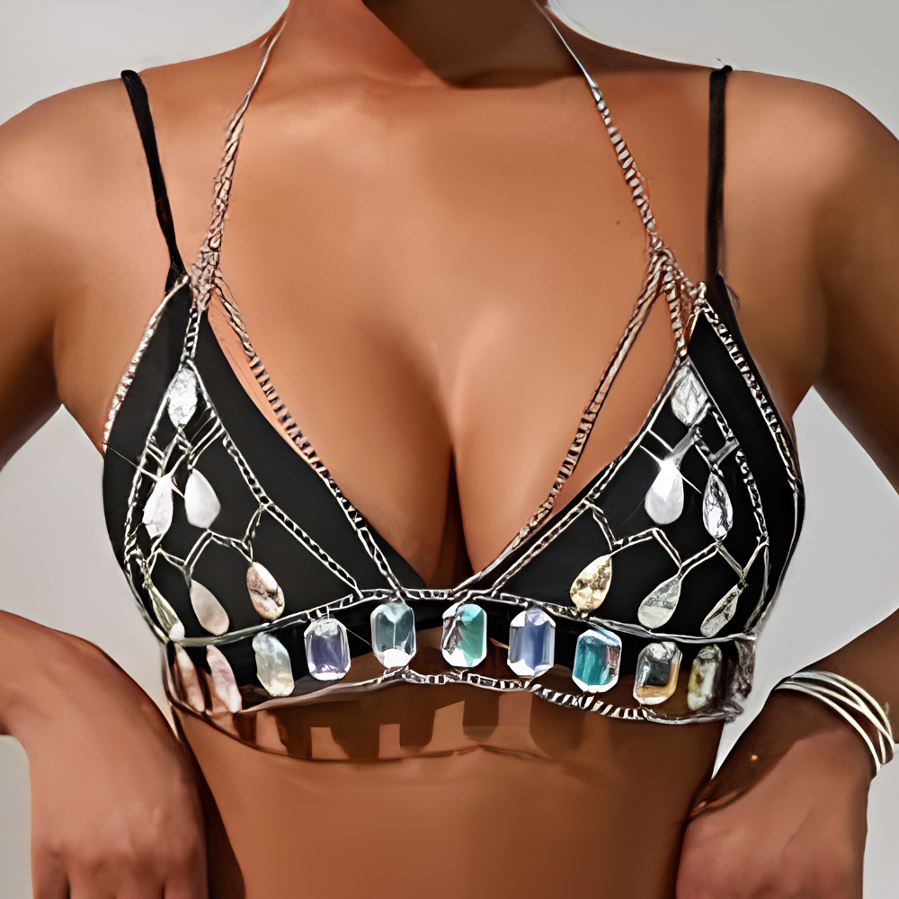 Sexy Lingerie Chain Rhinestone Bra &amp; Skirt Set