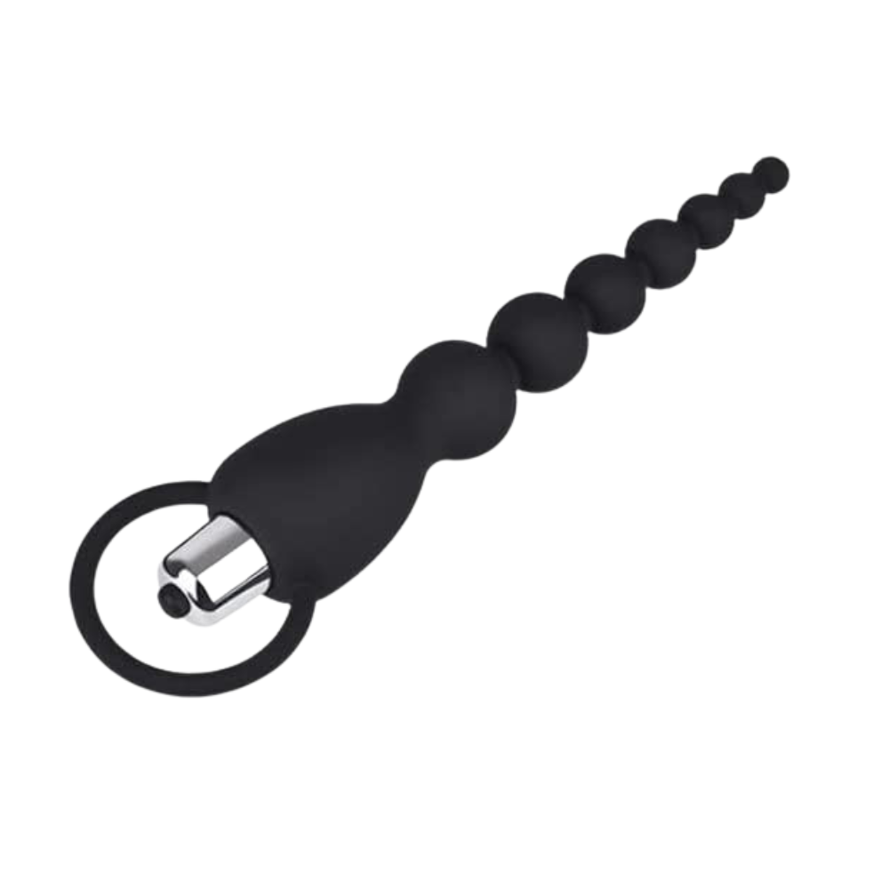 Vibrating Silicone Graduated Long Beaded Plug