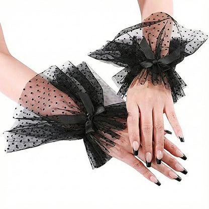 Mesh Flare Polka Dot Short Hand Gloves