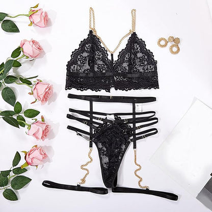 Seductive Lace Black Garter Set