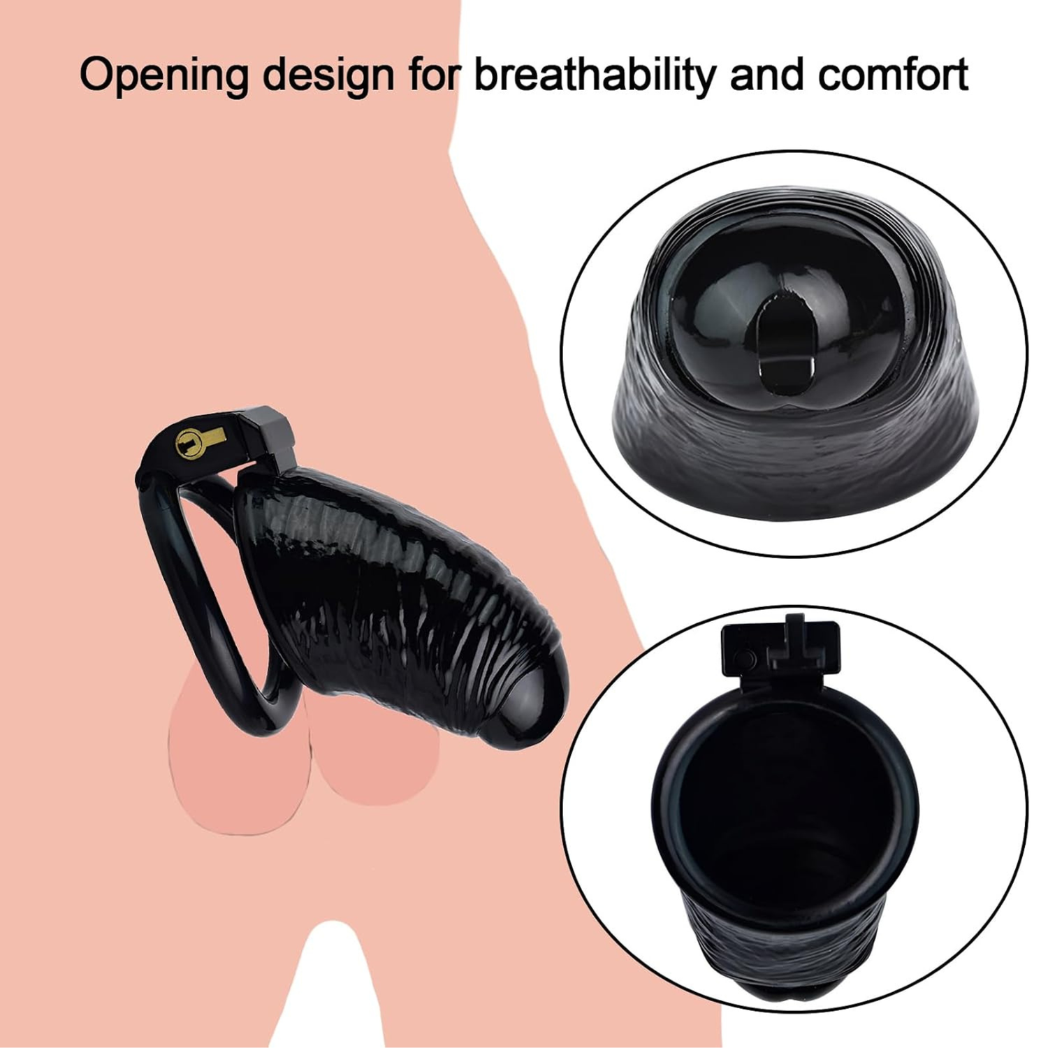 Premium PVC Ribbed Male Chastity Cage
