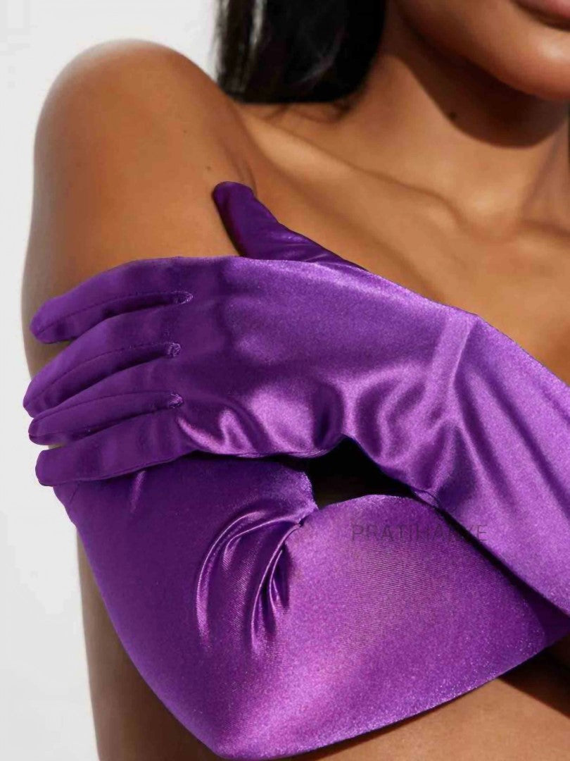 Satin Gloves Purple