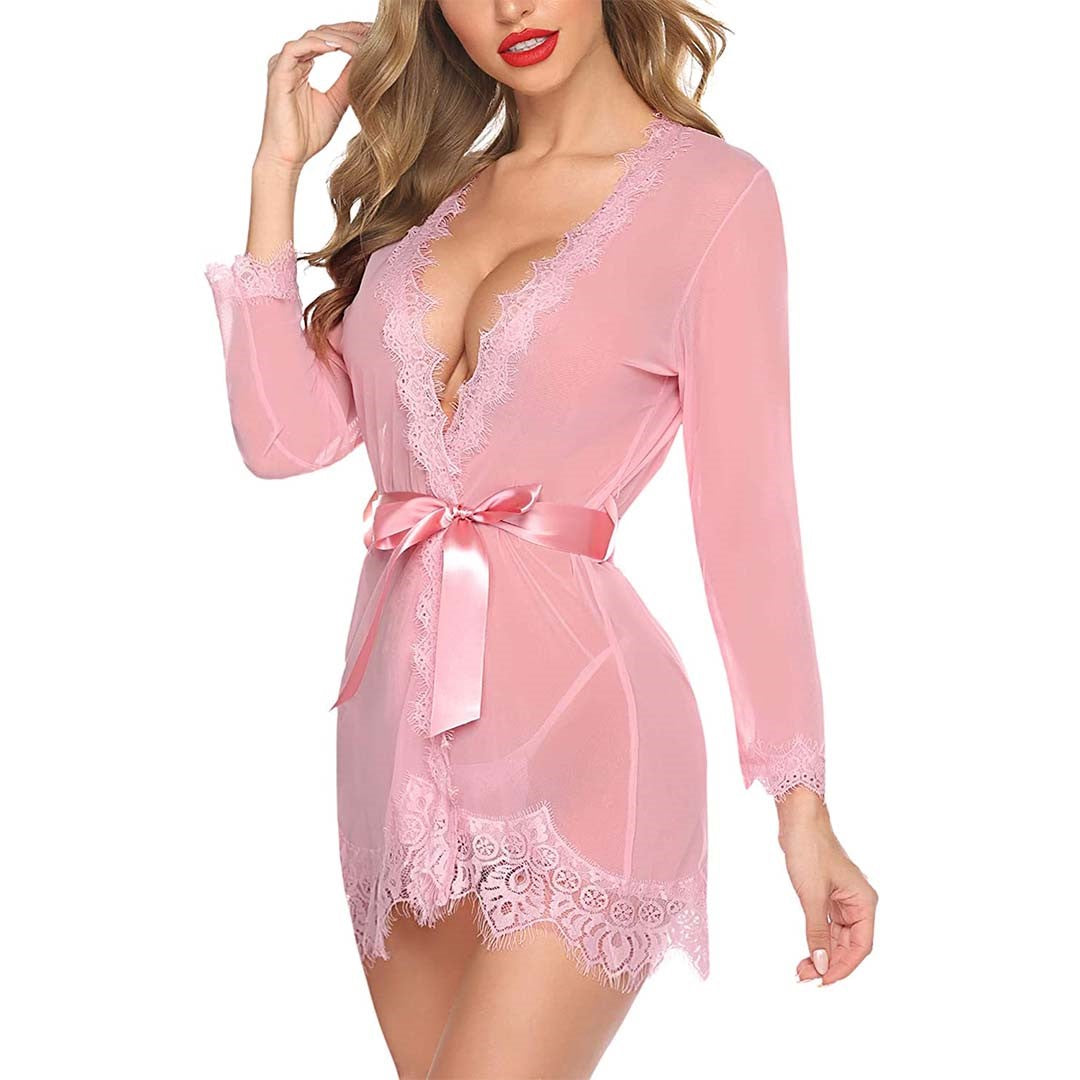 Mesh Lace Kimono Robe