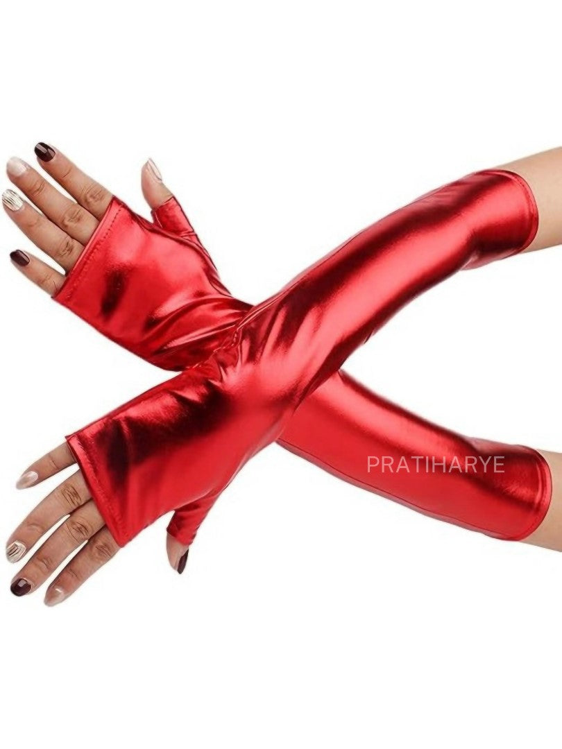 Finger and thumb Cut Faux Leather Gloves