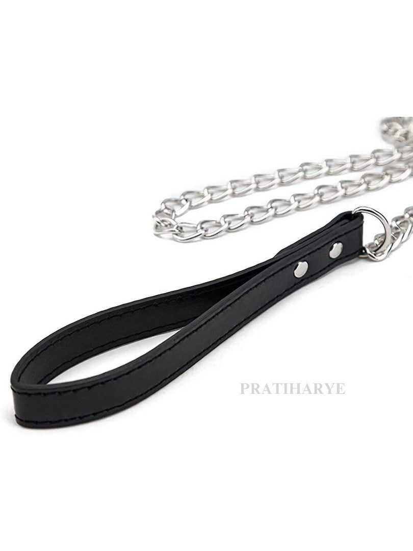 Pu leather Metal Chain Collar leash