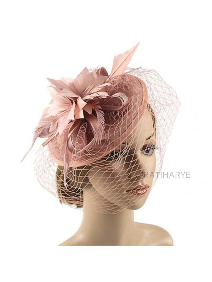 Premium Blush Pink Fascinator Hat For wedding Party | HAT-13