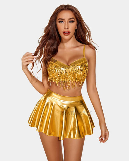 Sequin Fringe Golden Dress