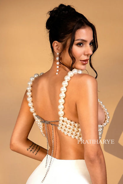 Premium Big Beaded Pearl Bra Design