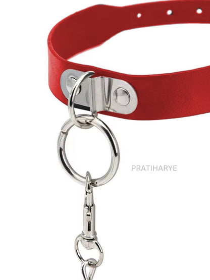 Pu leather Metal Chain Collar leash