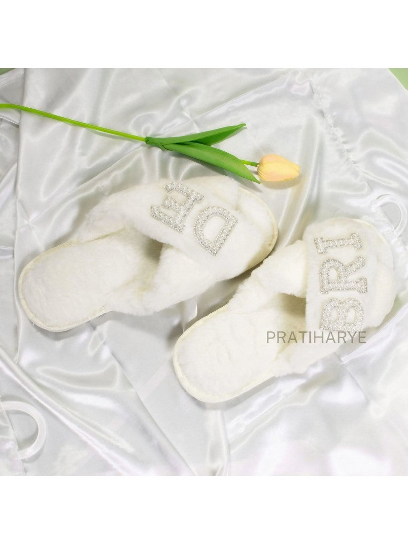 Premium Cute Fluffy Bride &amp; Wifey Slippers