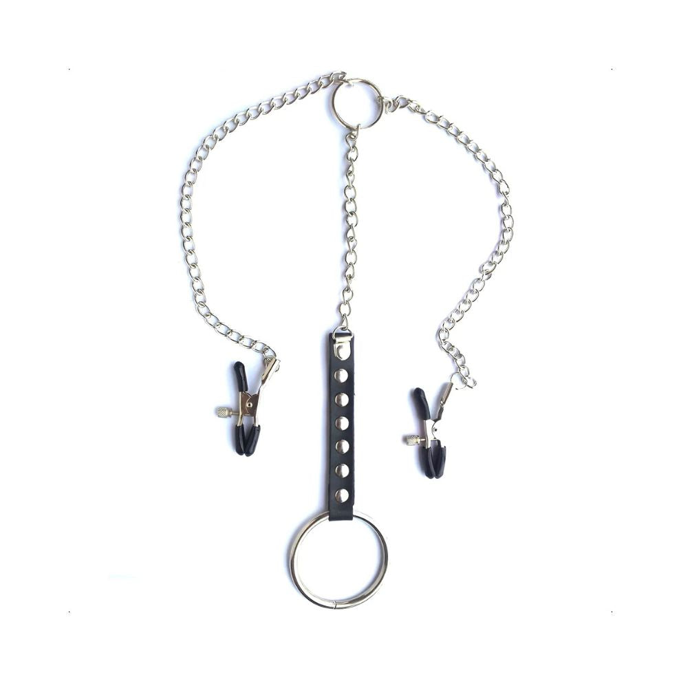 Seductive Nipple Clamps with Dick Ring