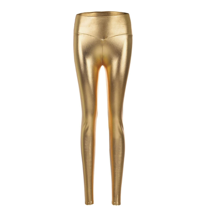 High Waist Gold Metallic Leggings