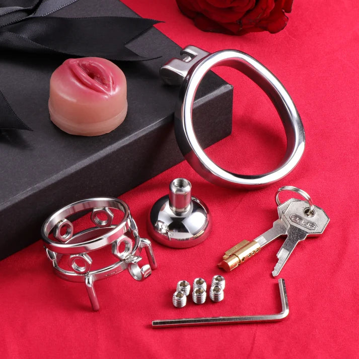 Premium Stainless Steel Chastity Cage with Soft Silicone Vagina