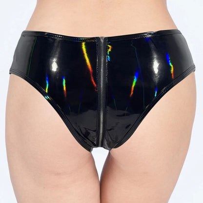 Premium Shinny Full Zip Latex Brief For Women