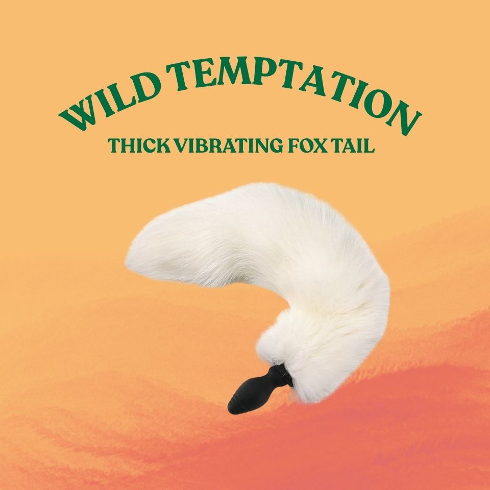 Thick Vibrating Silicone Butt Plug White Fox Tail