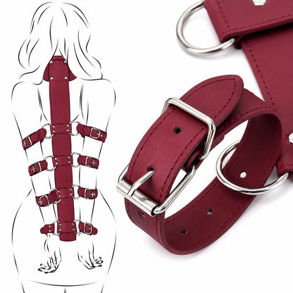 Faux Leather Back Bondage Spine Restraint Harness