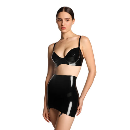 Premium Handmade Pure Glossy Latex-Look Bra - Black