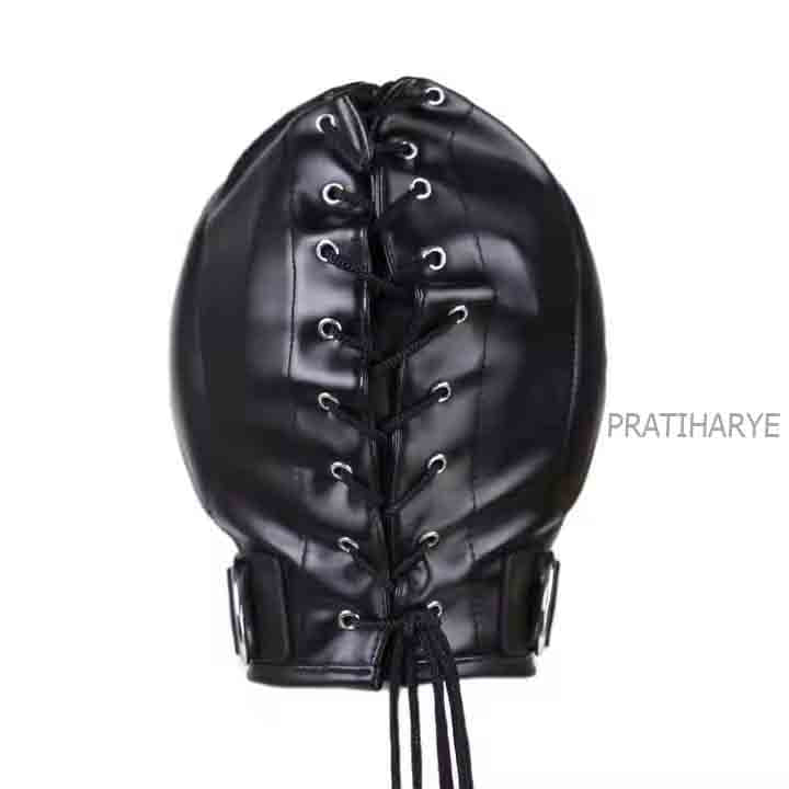 Pu Leather Hood Full Face Mask with Zip