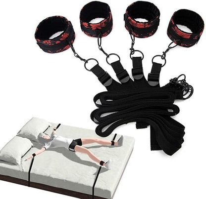 Under Bed Restraint Adjustable Straps with Soft Padded Cuffs