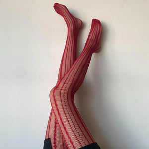 Crimson Desire Fishnet Pantyhose