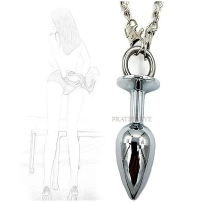 Soft Furry Steel Handcuff with Butt Plug Chain