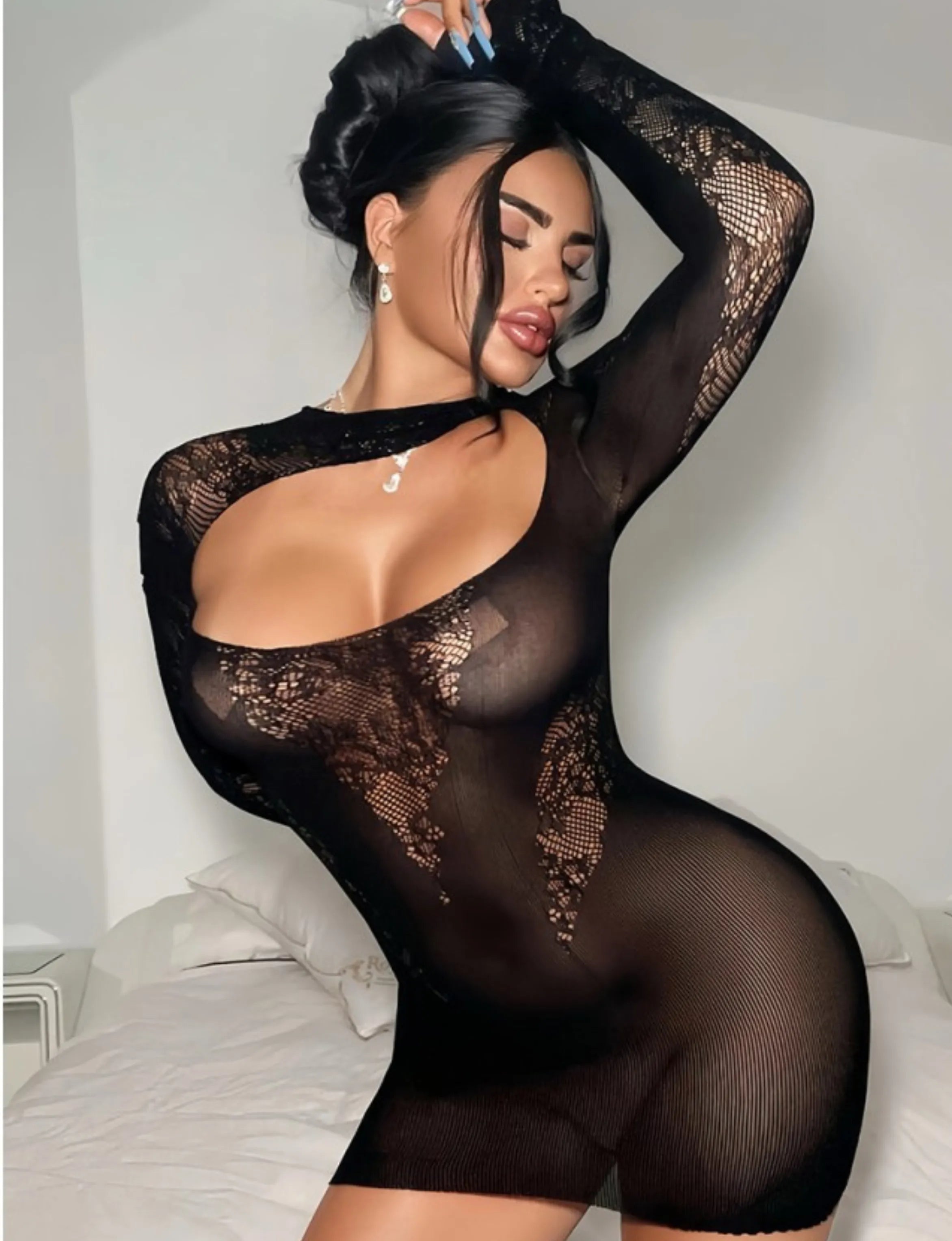 Sexy Fishnet Lingerie Bodycon Mini Dress