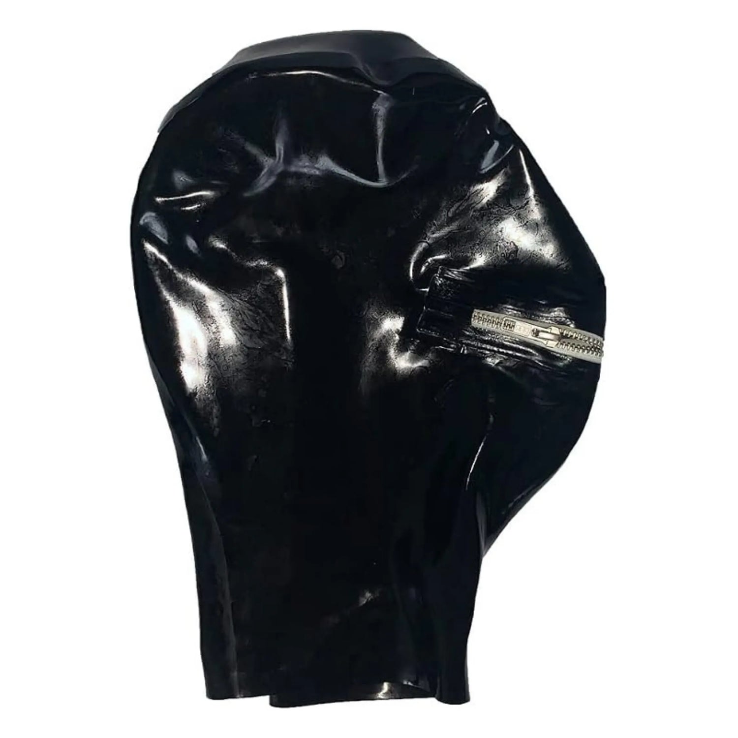 Black Mold Latex Hood Mask with Mouth Zipper