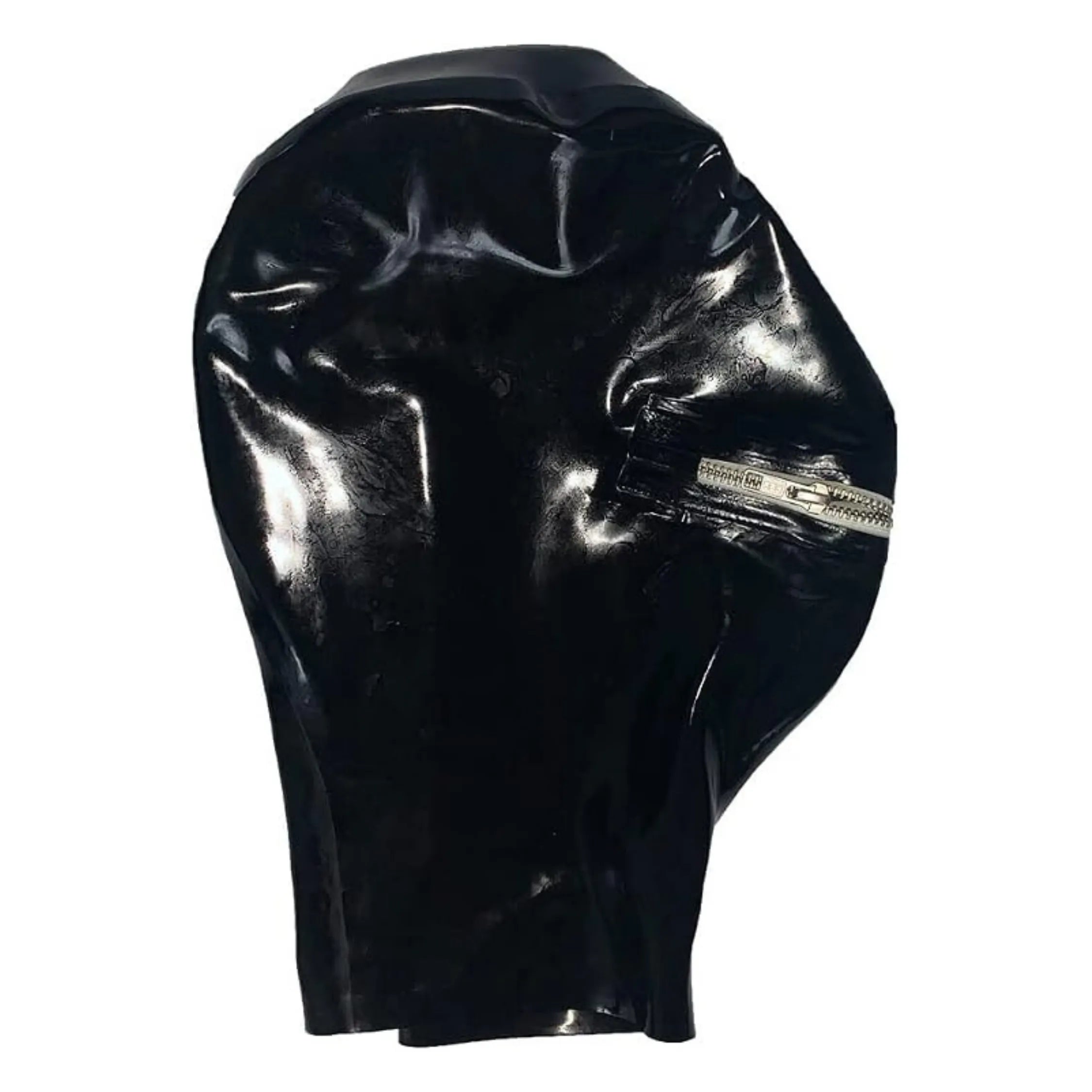 Black Mold Latex Hood Mask with Mouth Zipper