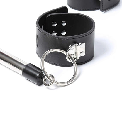 Stainless Steel Leather Wrist &amp; Ankle Restraint Spreader Bar Set