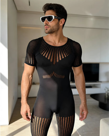Men’s Black Full Body Fishnet Stocking