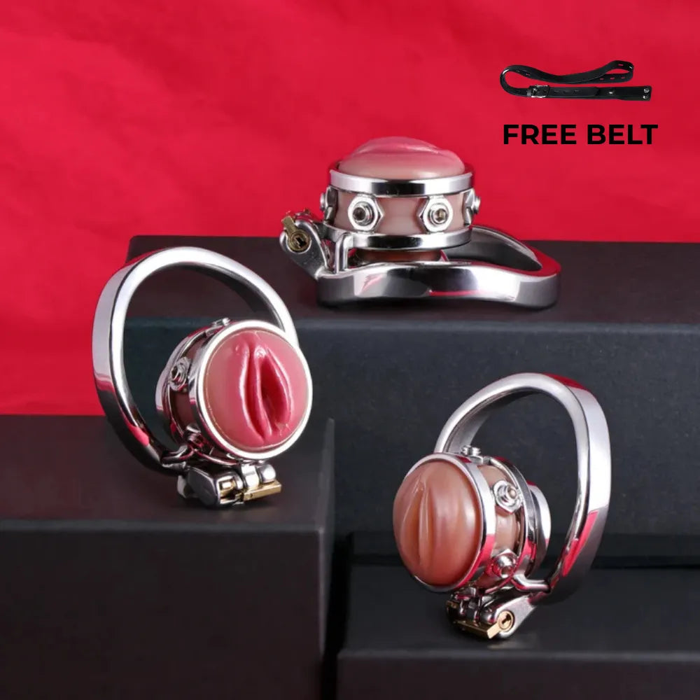 Premium Stainless Steel Chastity Cage with Soft Silicone Vagina