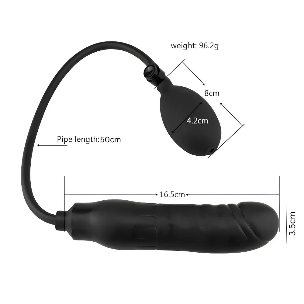 Black Inflatable Vibrating Adult Toy with Manual Air Pump