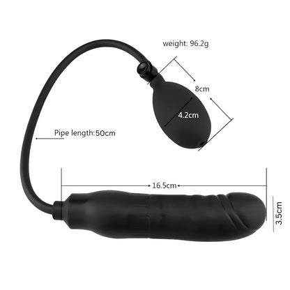 Black Inflatable Vibrating Adult Toy with Manual Air Pump