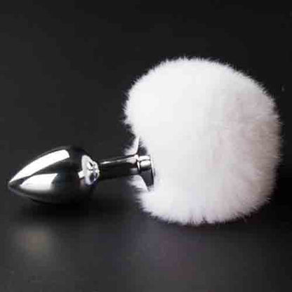 Stainless Steel Bunny Tail Butt/Anal Plug