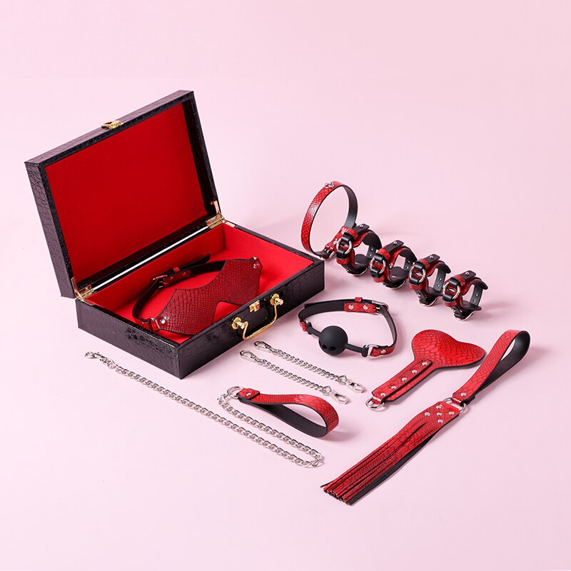 Premium 12pc Crocodile Print BDSM Kit with Free Box