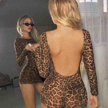 Leopard Backless Mini Dress