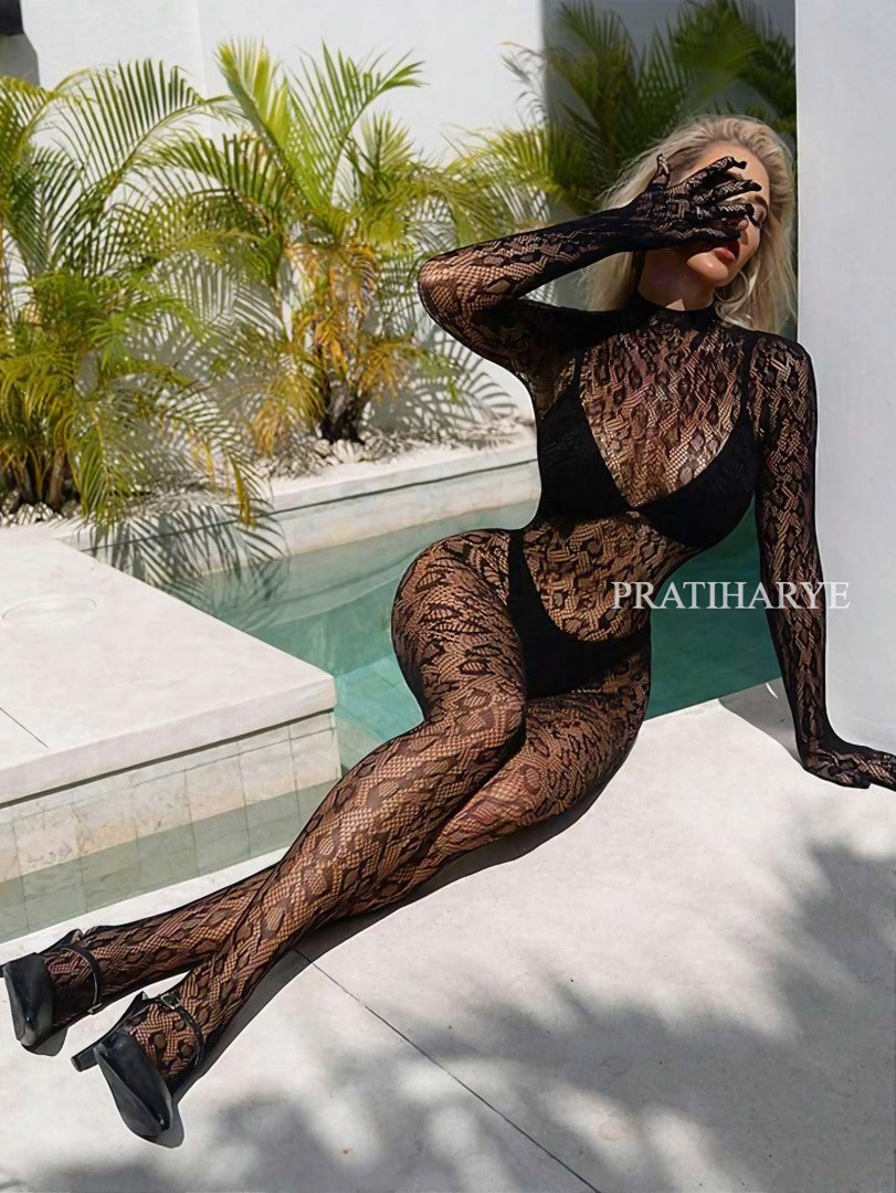 Leopard bodystocking dress