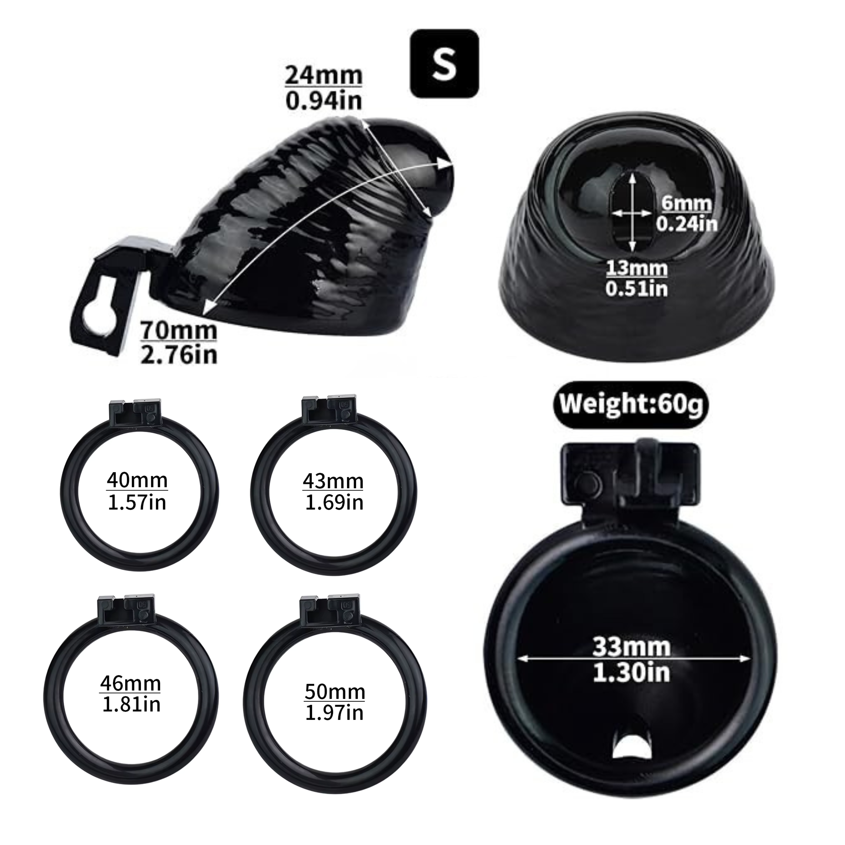 Premium PVC Ribbed Male Chastity Cage