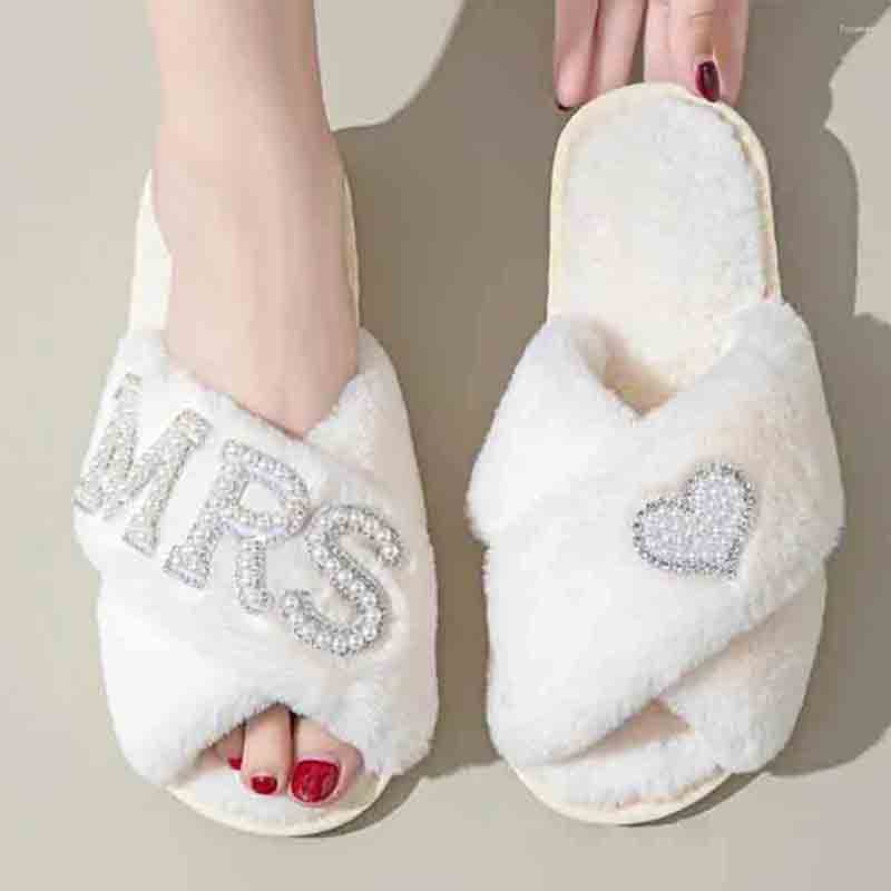 Mrs Furry White Slippers