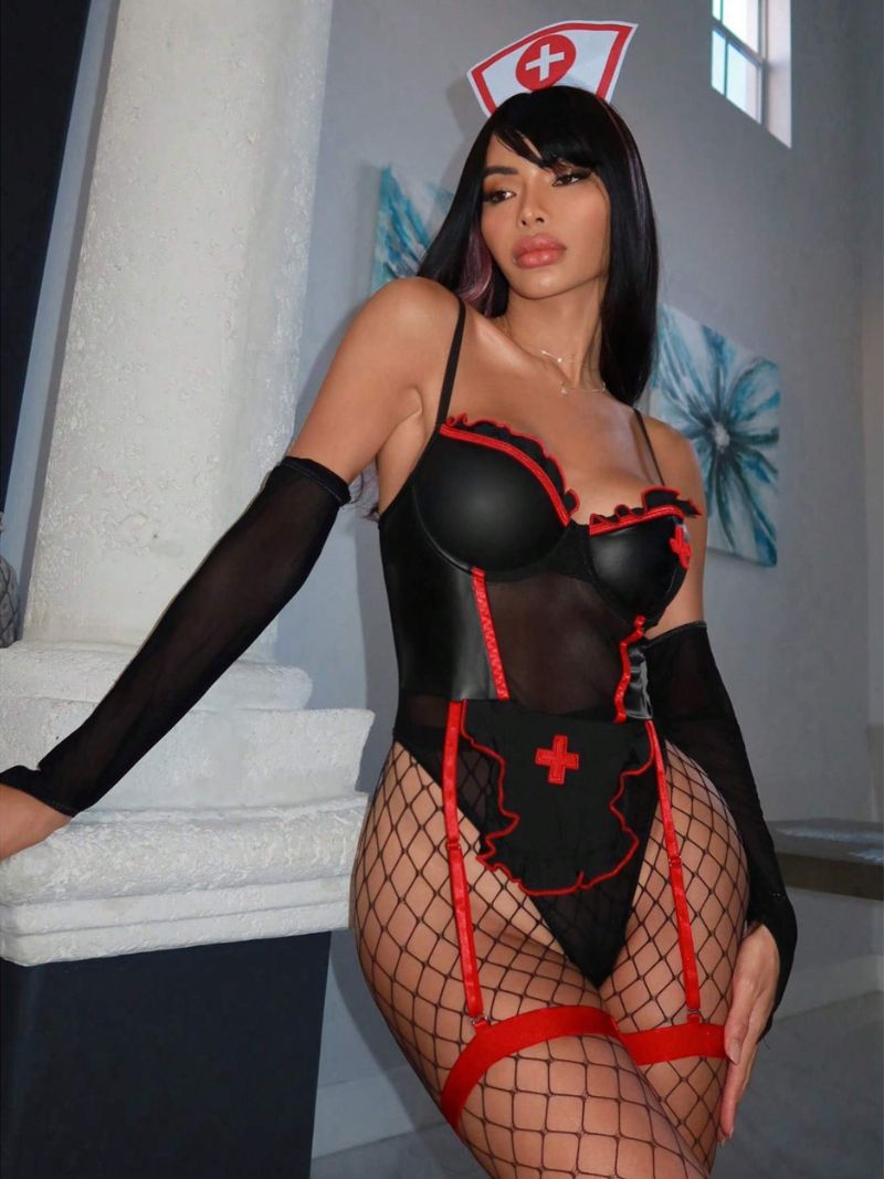 Latex Nurse Roleplay Costume Dress