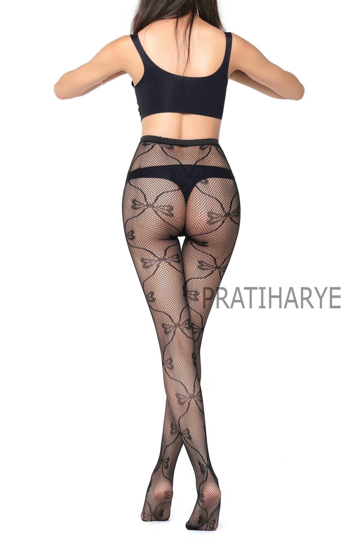 Lace Pattern High Waist Fishnet Pantyhose Stocking - D5