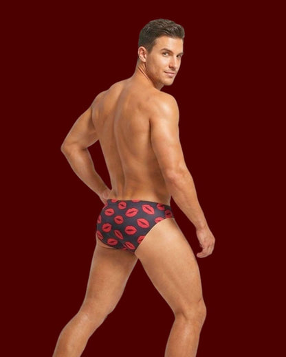 Men Red Lip Print Sexy Brief