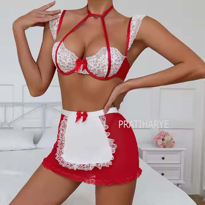 Premium Red Maid Roleplay Dress