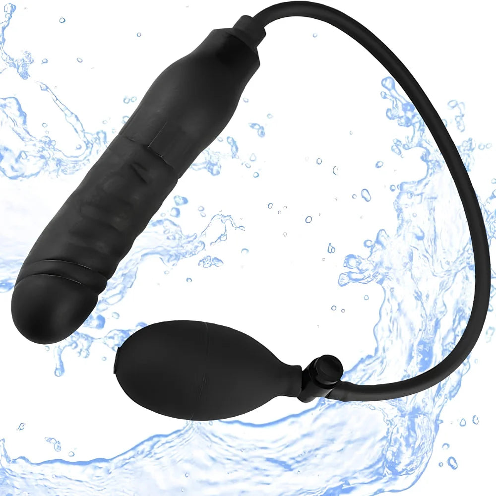 Black Inflatable Vibrating Adult Toy with Manual Air Pump