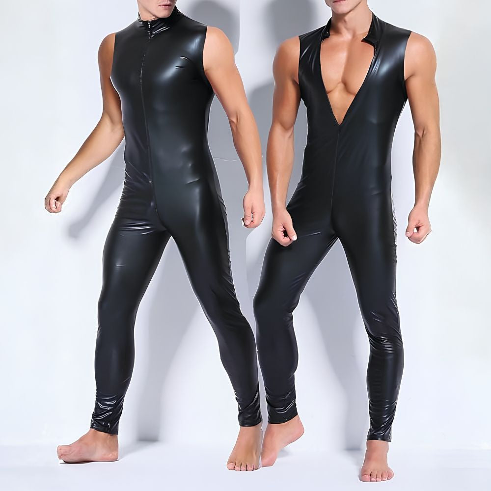 Faux Leather Wetlook Full Body Catsuit