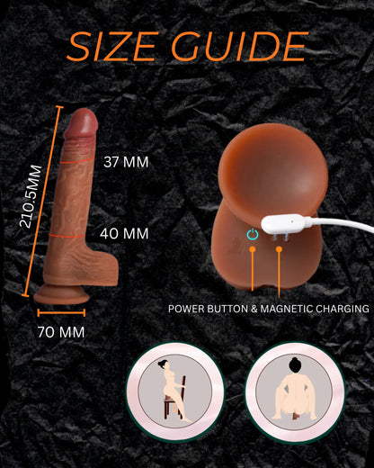 Realistic Silicone 3 in 1 Dil-do with Remote Control, Heating &amp; Telescopic Thrusting