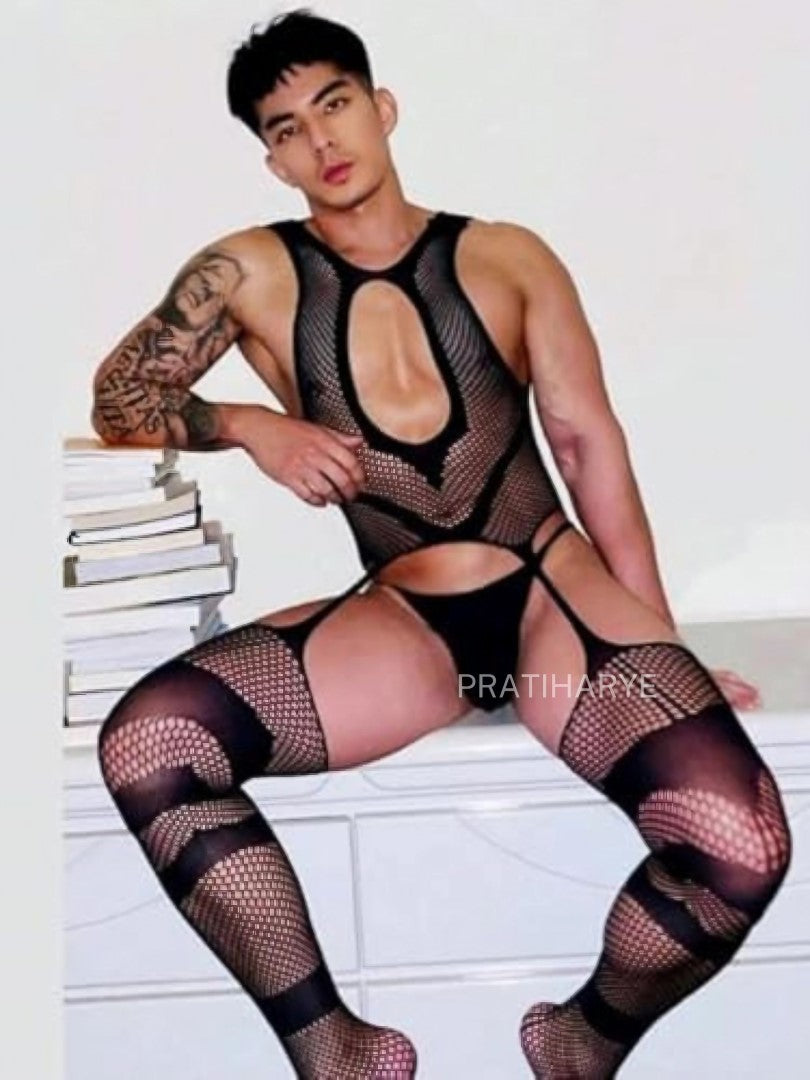 Men Fishnet Bodystocking