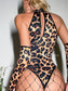 Leopard Print Bodysuit with Sleeves and stocking