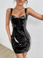 Short Pu leather Bodycon Dress